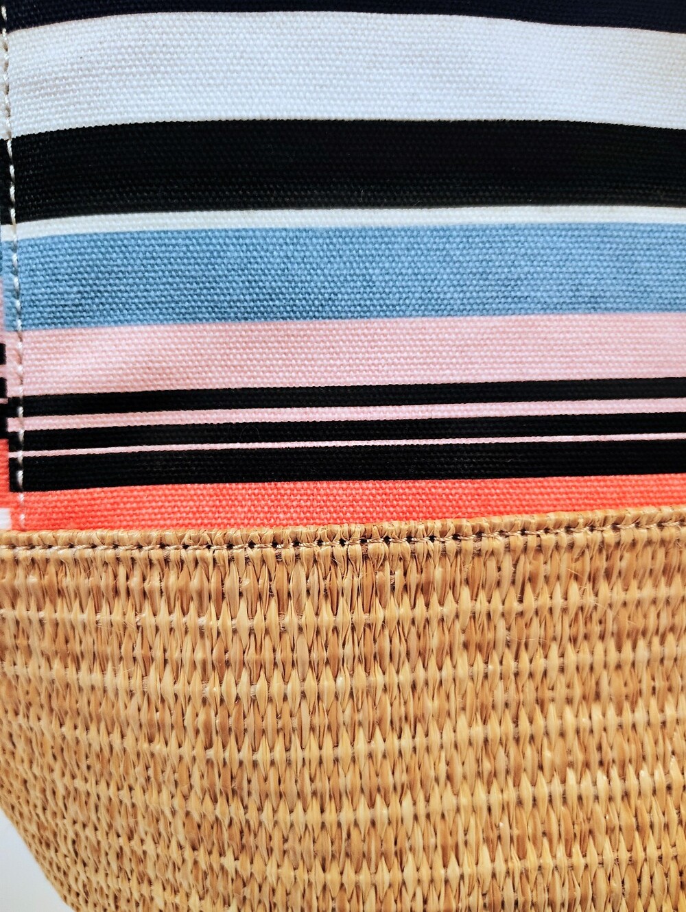 NWT Liz Claiborne Tote Bag - Raffia & Striped Multicolor Canvas - Picture 6 of 14
